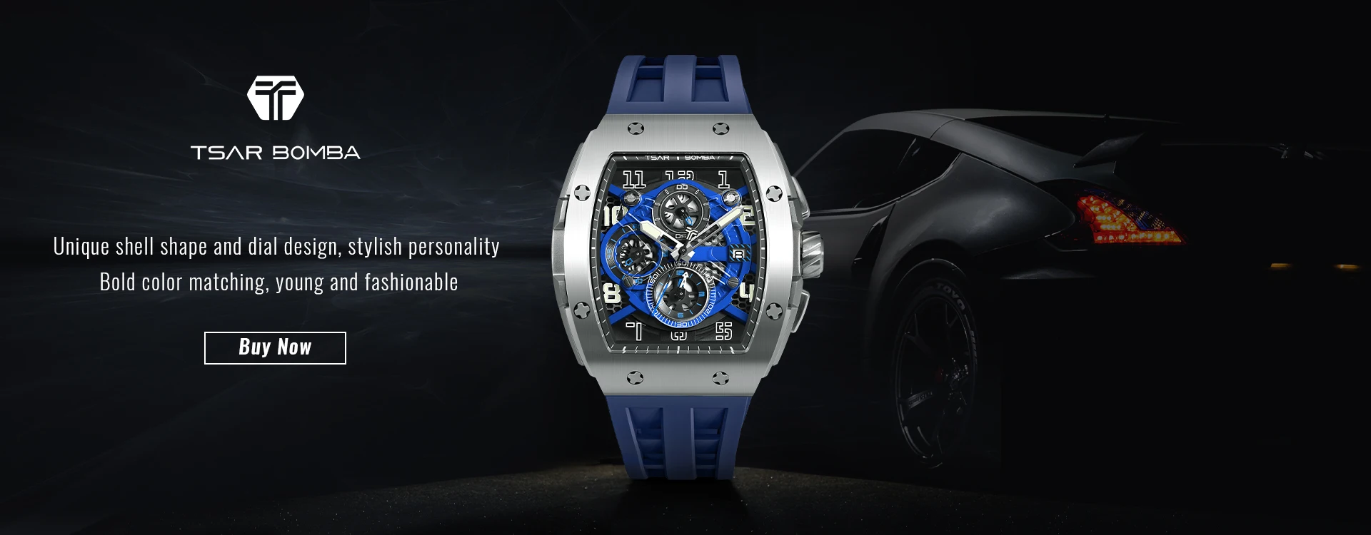 TSAR BOMBA Watch for Men Luxury Brand Tonneau Design Waterproof Clock Stainless Steel Wristwatch Fashion Rectangle Mens Watch