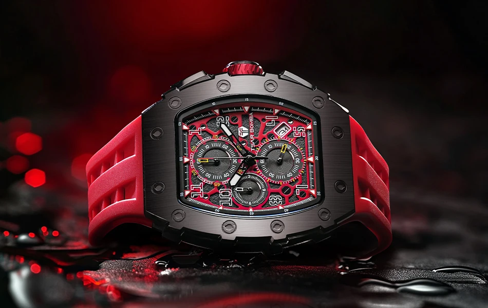 TSAR BOMBA Watch for Men Luxury Brand Tonneau Design Waterproof Clock Stainless Steel Wristwatch Fashion Rectangle Mens Watch