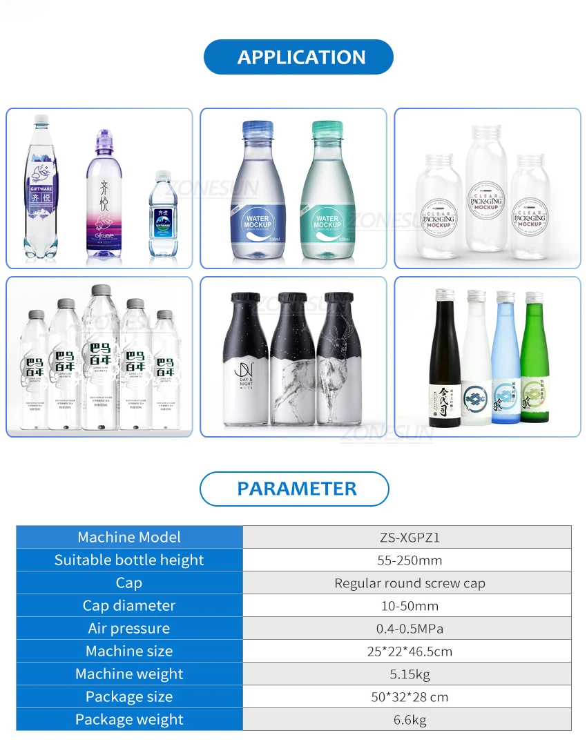 ZONESUN ZS-XGPZ1 Pneumatic Semi-Automatic Bottle Capping Machine Screw Capper with Foot Pedal for Round Glass Plastic Bottles