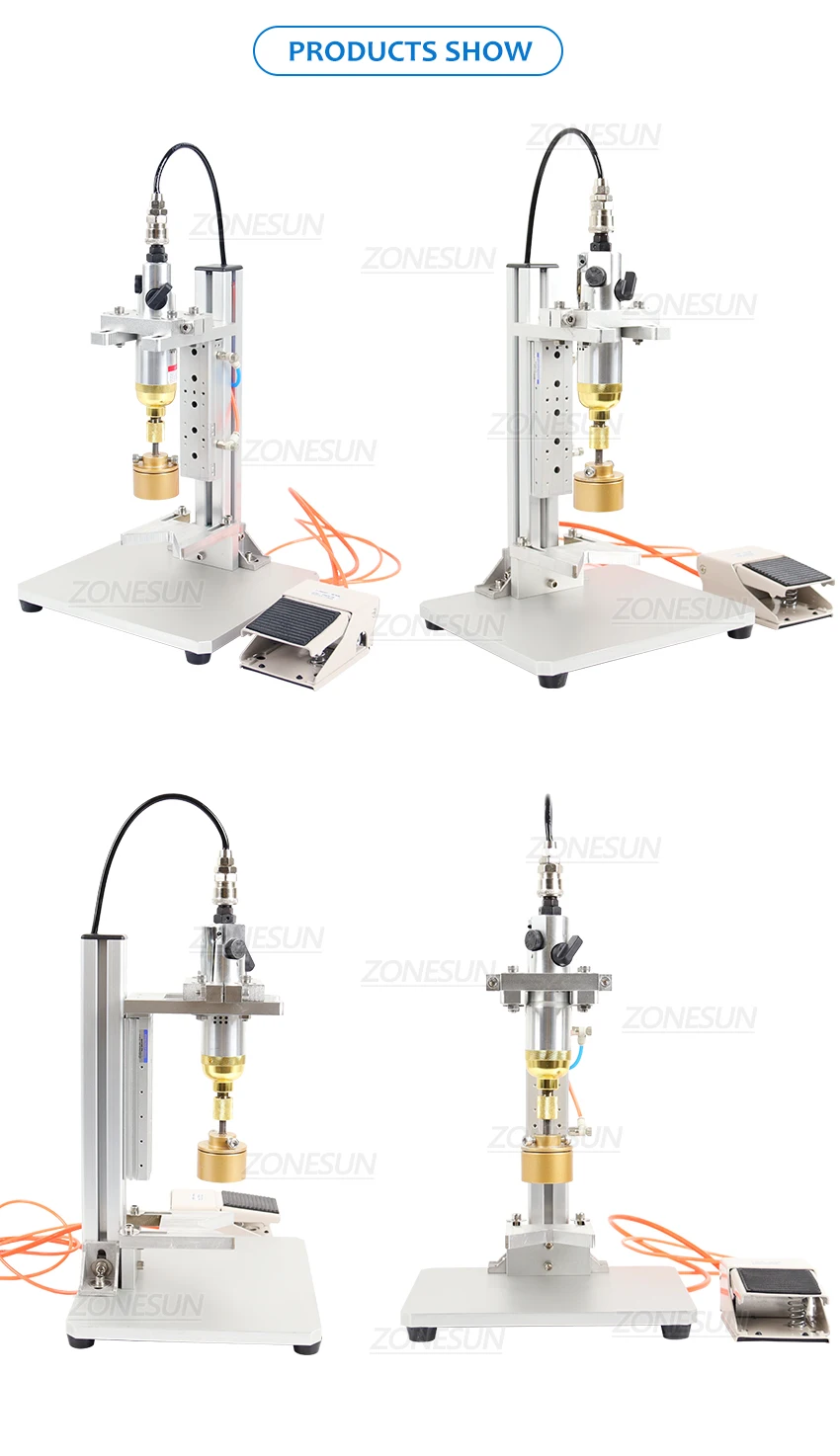 ZONESUN ZS-XGPZ1 Pneumatic Semi-Automatic Bottle Capping Machine Screw Capper with Foot Pedal for Round Glass Plastic Bottles