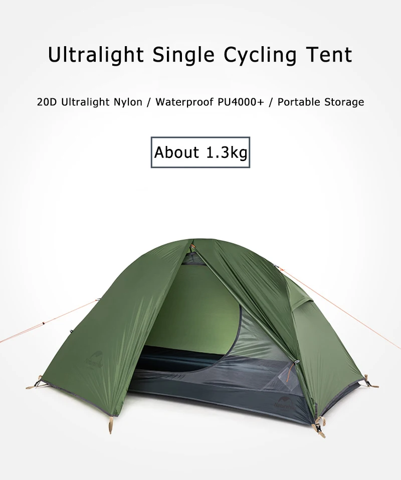 Naturehike Tent Ultralight 1 Person Cycling Tents Portable Backpacking Tent 20D Nylon Waterproof Tent Camping Tent Hiking Tent