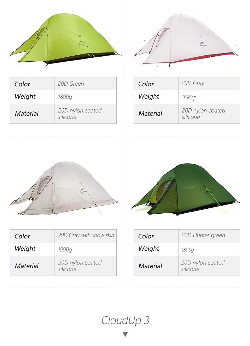 Naturehike Upgraded Cloud Up 2 Person Tent Outdoor Camping Tent Ultralight Waterproof Tent Free Standing Hiking Backpacking Tent