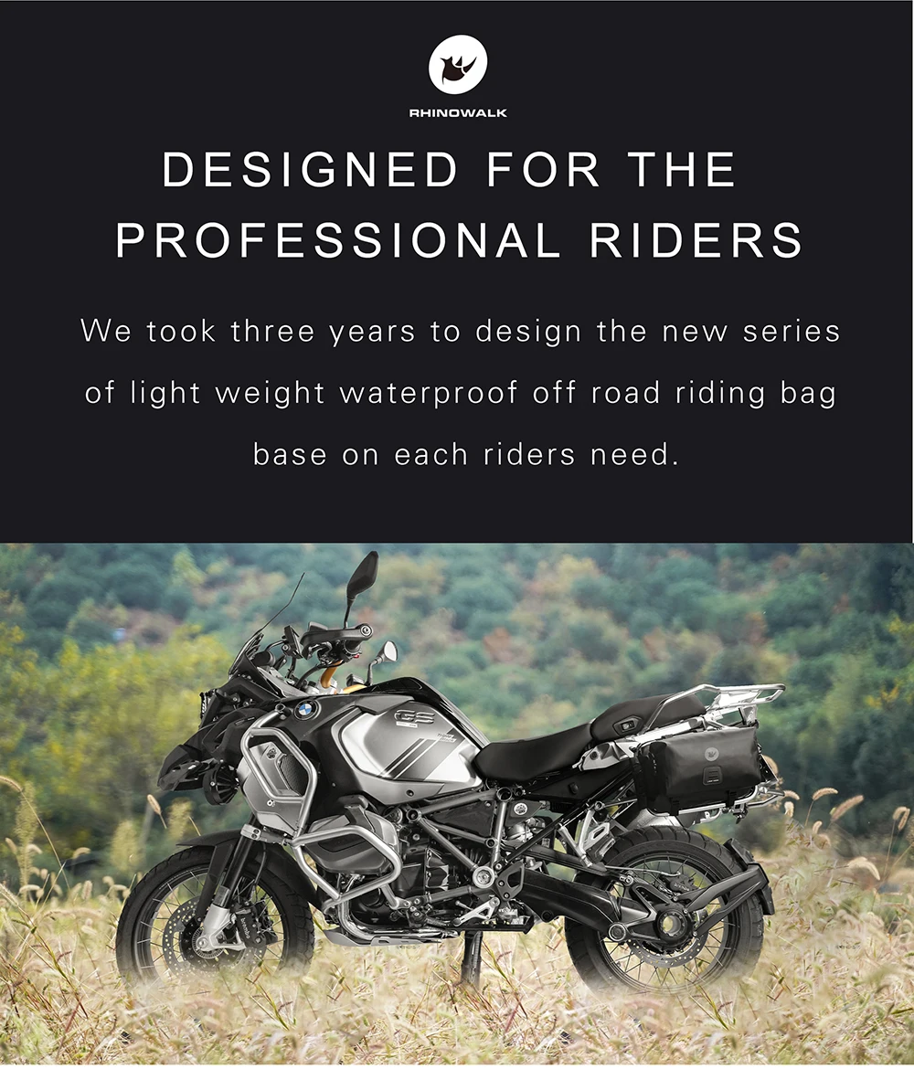 Rhinowalk Motorcycle Tail Bag 100% Waterproof 8L/12L/16L/24L Motor Side Pannier Bag Multifunctional Outdoor Luggage Trunk Saddle