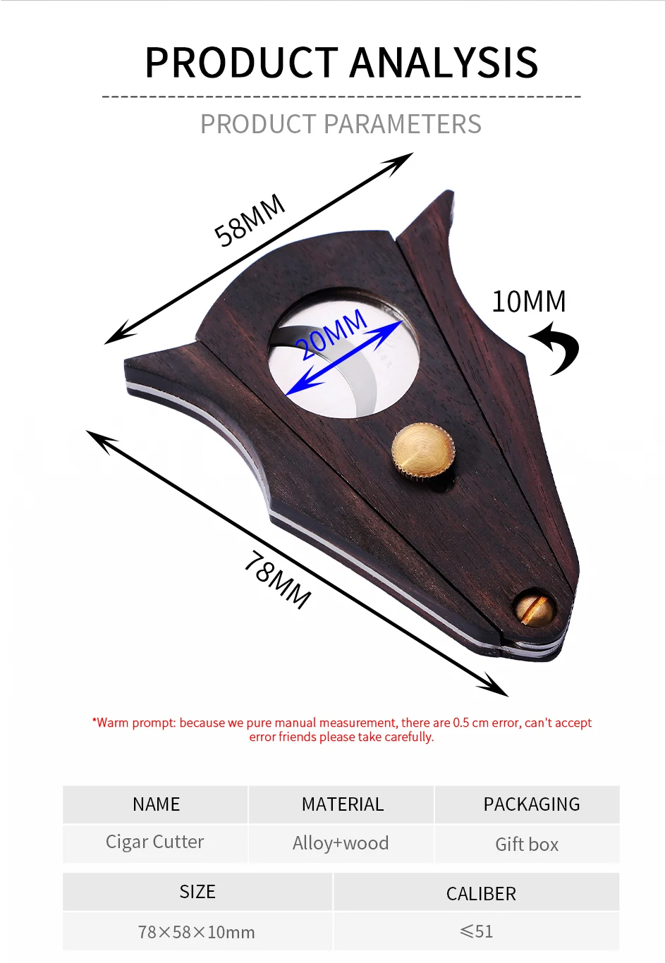GALINER Cigar Cutter Stainless Steel Metal Classic Guillotine Cigar Accessories Tobacco Scissors Puro Cutter Charuto