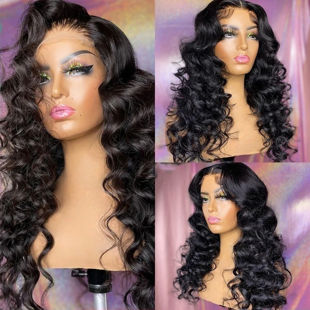 Loose Deep Wave Human Hair Wigs 13x4 Lace Frontal Human Hair Wig Loose Wave Curly Lace Front Wig 30Inch Pre-Plucked Lace Wigs
