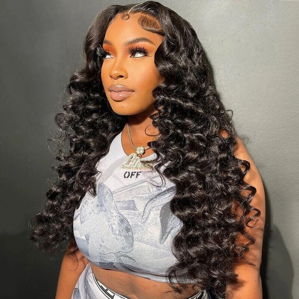 Loose Deep Wave Human Hair Wigs 13x4 Lace Frontal Human Hair Wig Loose Wave Curly Lace Front Wig 30Inch Pre-Plucked Lace Wigs