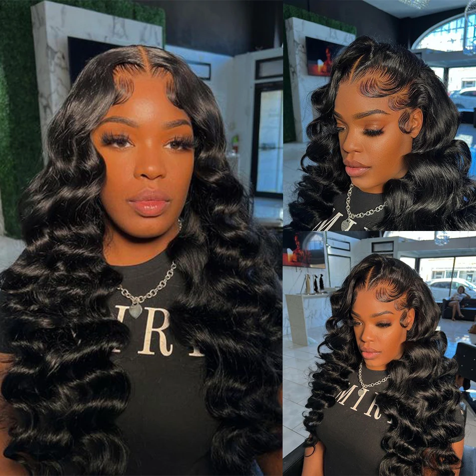 Loose Deep Wave Human Hair Wigs 13x4 Lace Frontal Human Hair Wig Loose Wave Curly Lace Front Wig 30Inch Pre-Plucked Lace Wigs