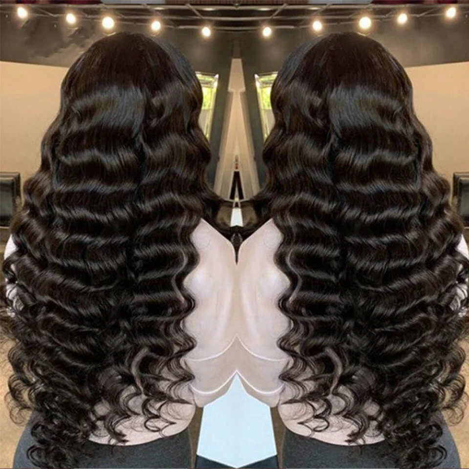 Loose Deep Wave Human Hair Wigs 13x4 Lace Frontal Human Hair Wig Loose Wave Curly Lace Front Wig 30Inch Pre-Plucked Lace Wigs