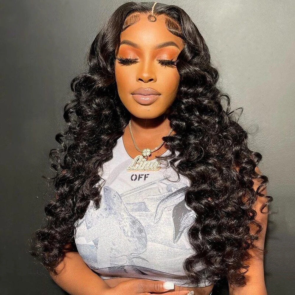 Loose Deep Wave Human Hair Wigs 13x4 Lace Frontal Human Hair Wig Loose Wave Curly Lace Front Wig 30Inch Pre-Plucked Lace Wigs
