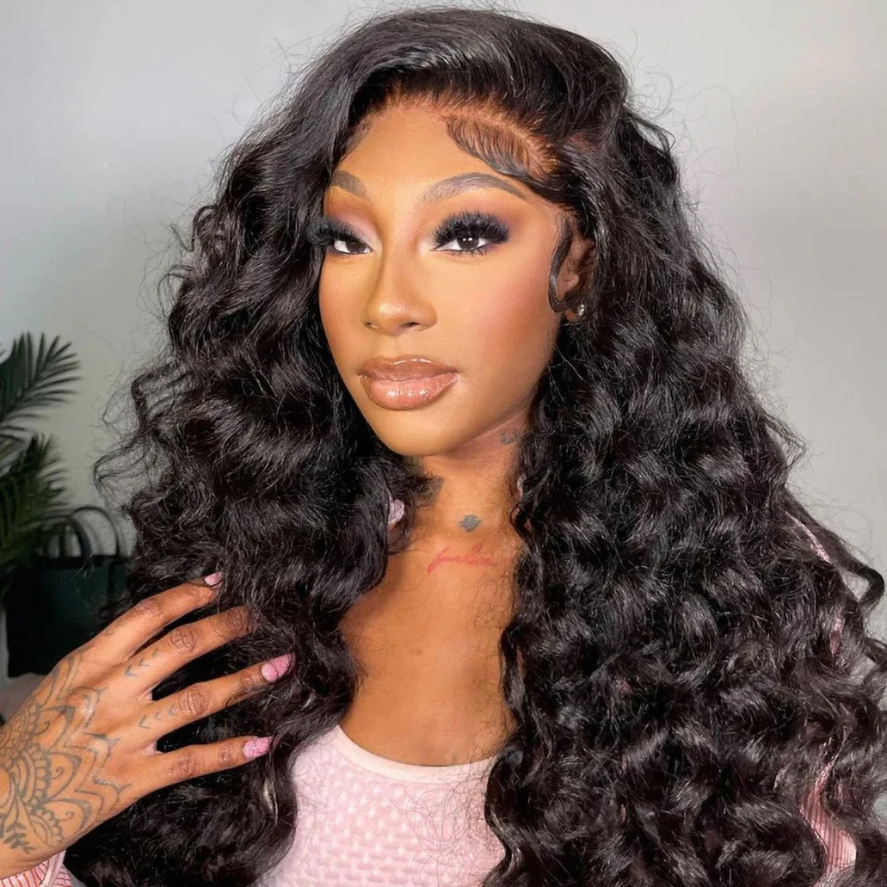 Loose Deep Wave Human Hair Wigs 13x4 Lace Frontal Human Hair Wig Loose Wave Curly Lace Front Wig 30Inch Pre-Plucked Lace Wigs