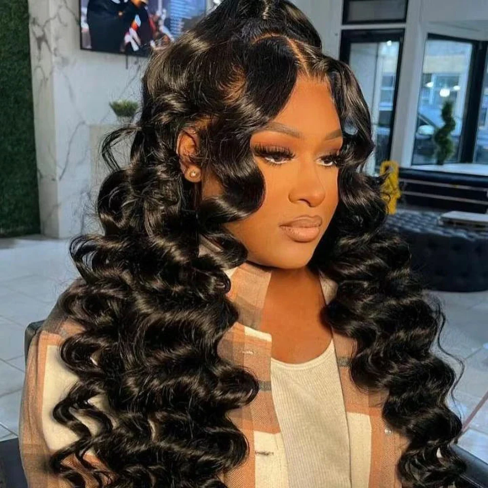 Loose Deep Wave Human Hair Wigs 13x4 Lace Frontal Human Hair Wig Loose Wave Curly Lace Front Wig 30Inch Pre-Plucked Lace Wigs