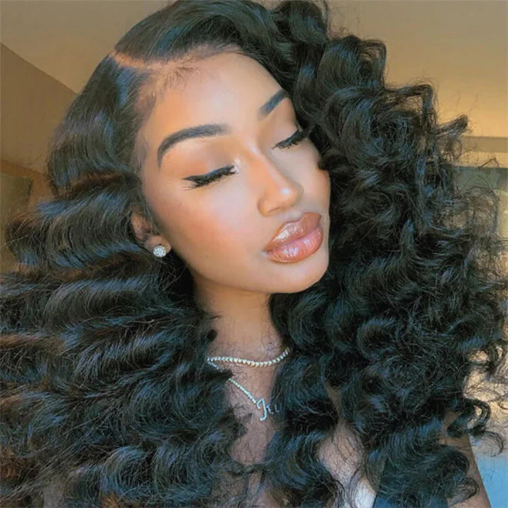 Loose Deep Wave Human Hair Wigs 13x4 Lace Frontal Human Hair Wig Loose Wave Curly Lace Front Wig 30Inch Pre-Plucked Lace Wigs