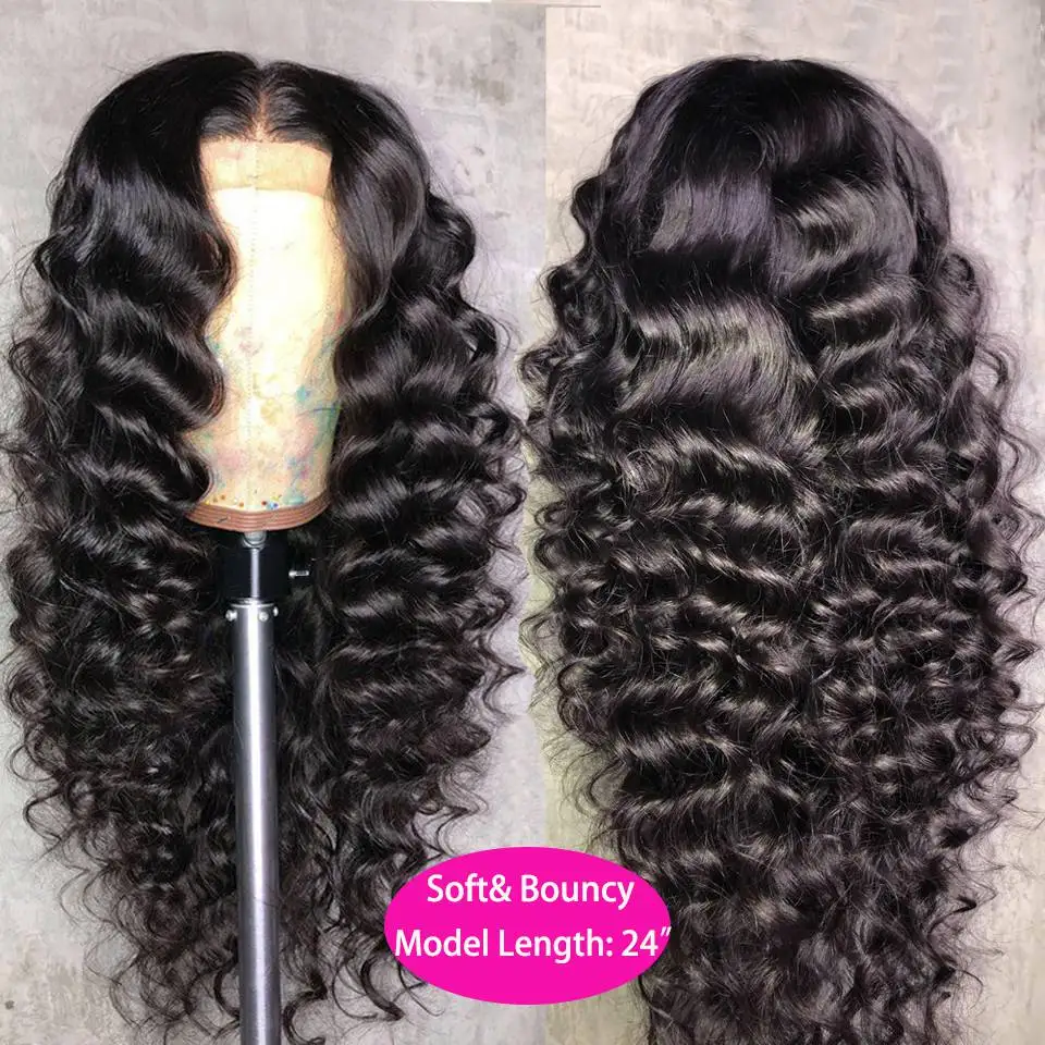 Loose Deep Wave Human Hair Wigs 13x4 Lace Frontal Human Hair Wig Loose Wave Curly Lace Front Wig 30Inch Pre-Plucked Lace Wigs