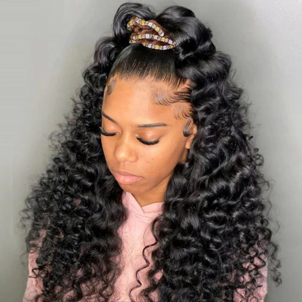 Loose Deep Wave Human Hair Wigs 13x4 Lace Frontal Human Hair Wig Loose Wave Curly Lace Front Wig 30Inch Pre-Plucked Lace Wigs