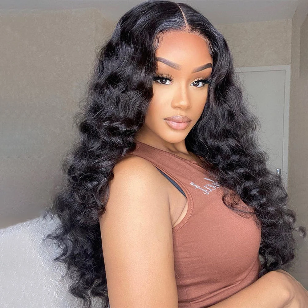 Loose Deep Wave Human Hair Wigs 13x4 Lace Frontal Human Hair Wig Loose Wave Curly Lace Front Wig 30Inch Pre-Plucked Lace Wigs