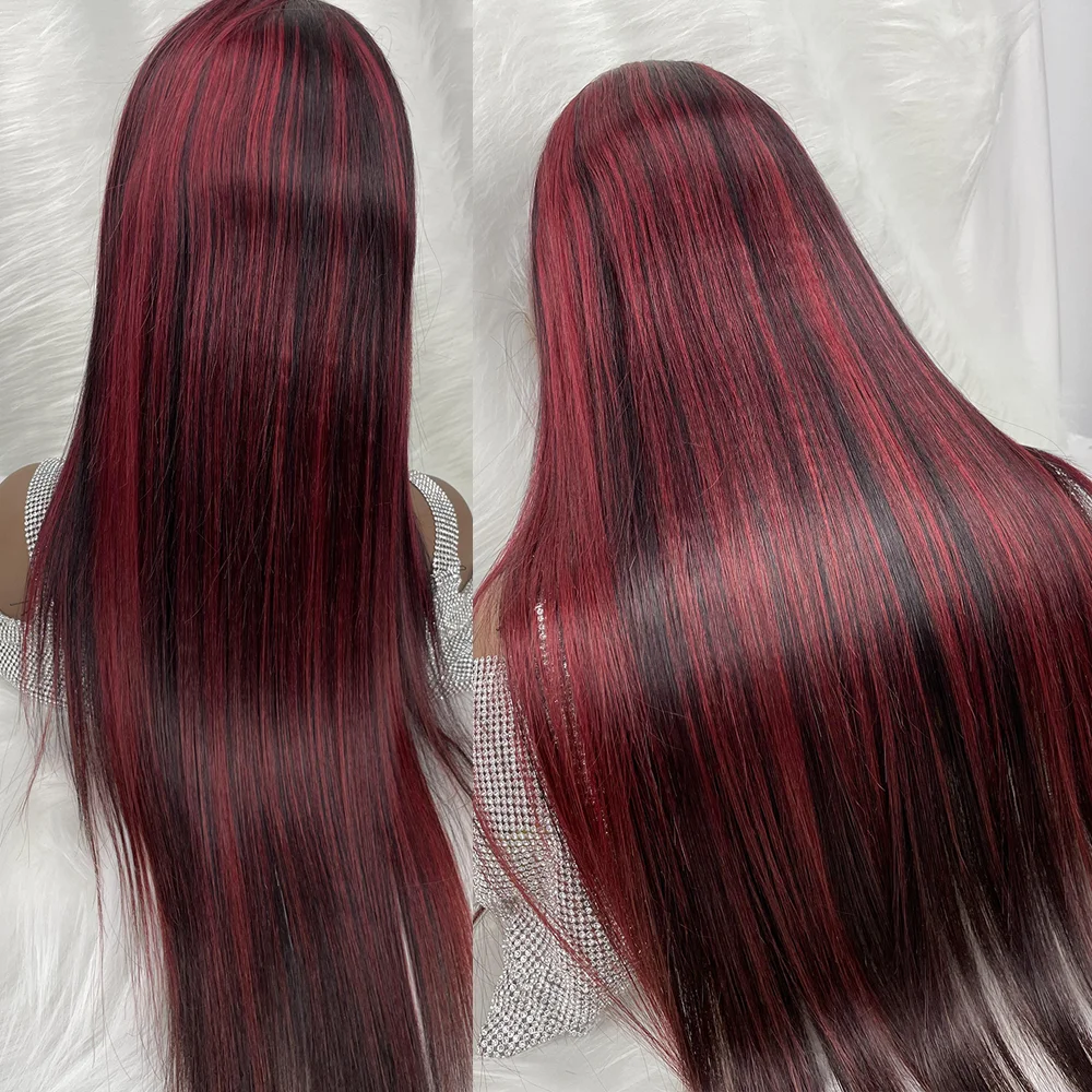 Burgundy Lace Front Wigs Human Hair 1B/99J Colored Body Wave 13X4 Human Hair Wigs Pre Plucked Burgundy Wig with Baby Hair 180%