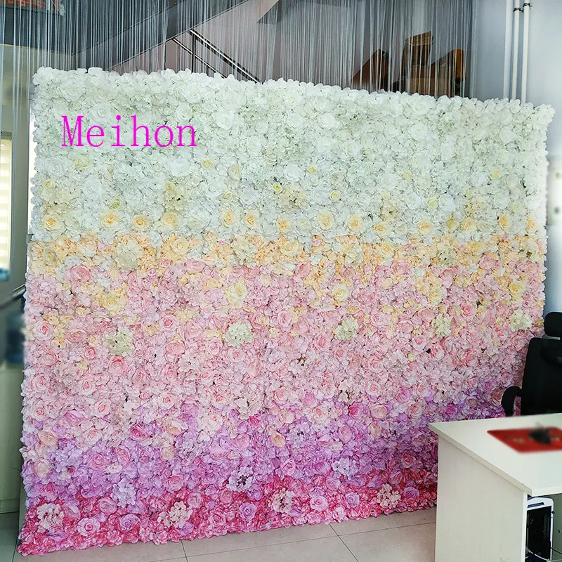 40x60cm Silk Rose Flower Champagne Artificial Flower for Wedding Decoration Flower Wall Panels Romantic Wedding Backdrop Decor