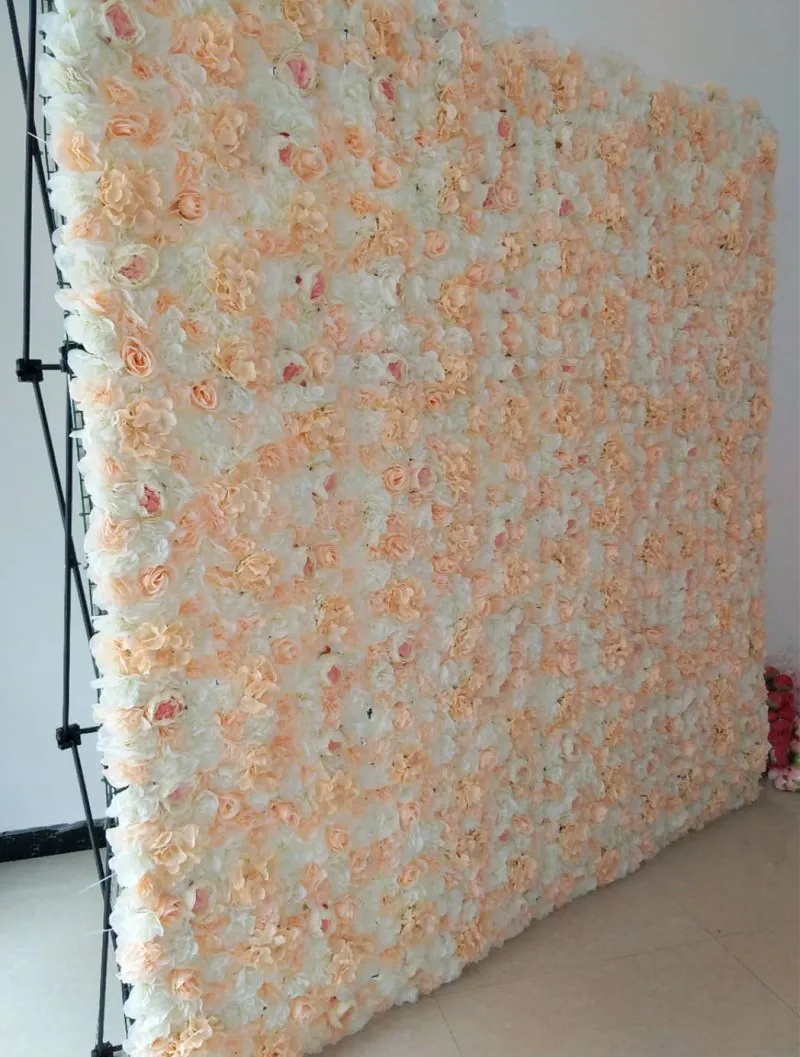 40x60cm Silk Rose Flower Champagne Artificial Flower for Wedding Decoration Flower Wall Panels Romantic Wedding Backdrop Decor