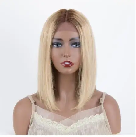 Sleek Short Human Hair Wigs For Women 13X5X2 Straight Bob Lace Front Wig Blonde Pink Red Colored Remy Brazilian Hair Hair Wigs