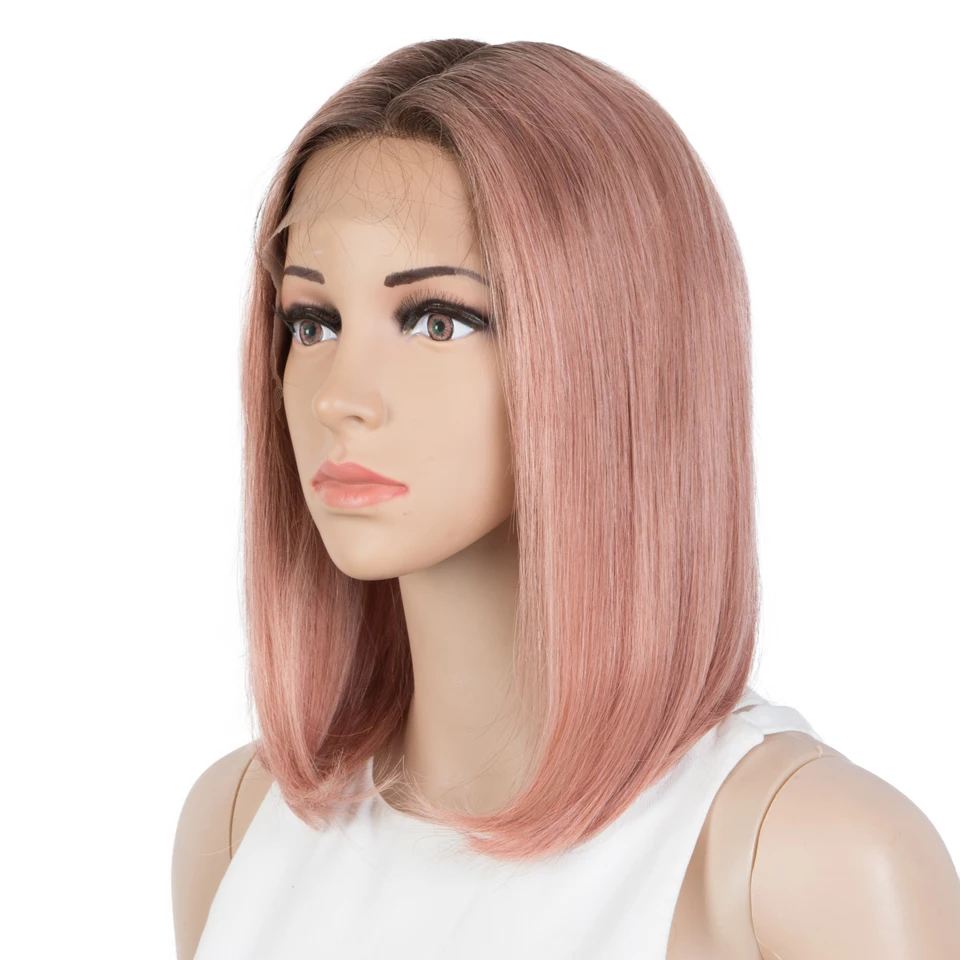 Sleek Short Human Hair Wigs For Women 13X5X2 Straight Bob Lace Front Wig Blonde Pink Red Colored Remy Brazilian Hair Hair Wigs