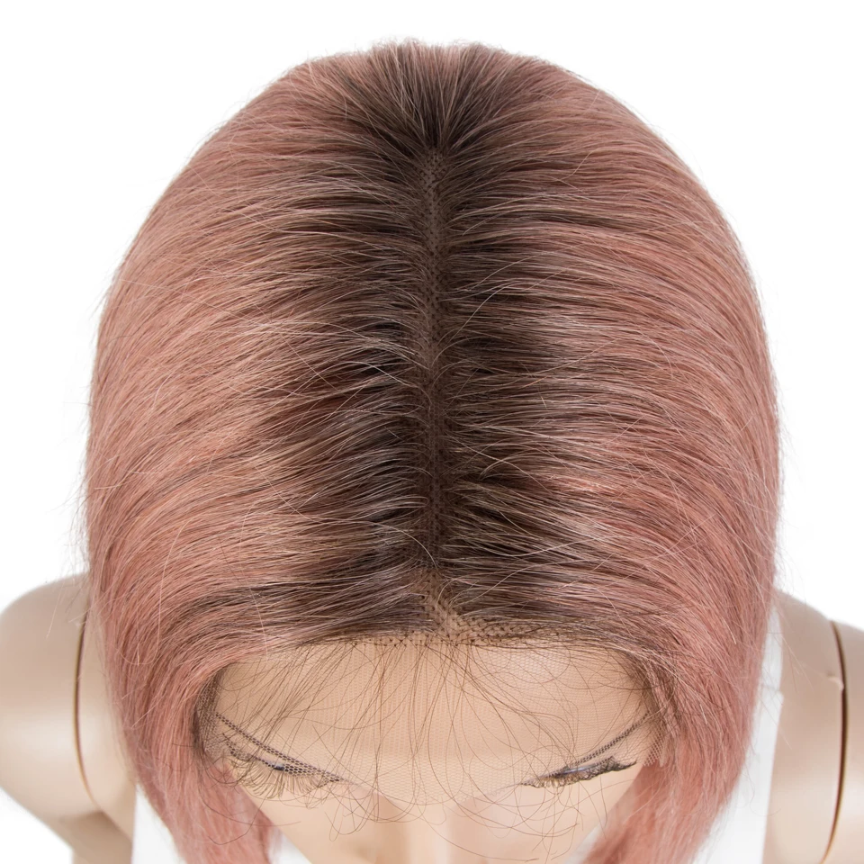 Sleek Short Human Hair Wigs For Women 13X5X2 Straight Bob Lace Front Wig Blonde Pink Red Colored Remy Brazilian Hair Hair Wigs