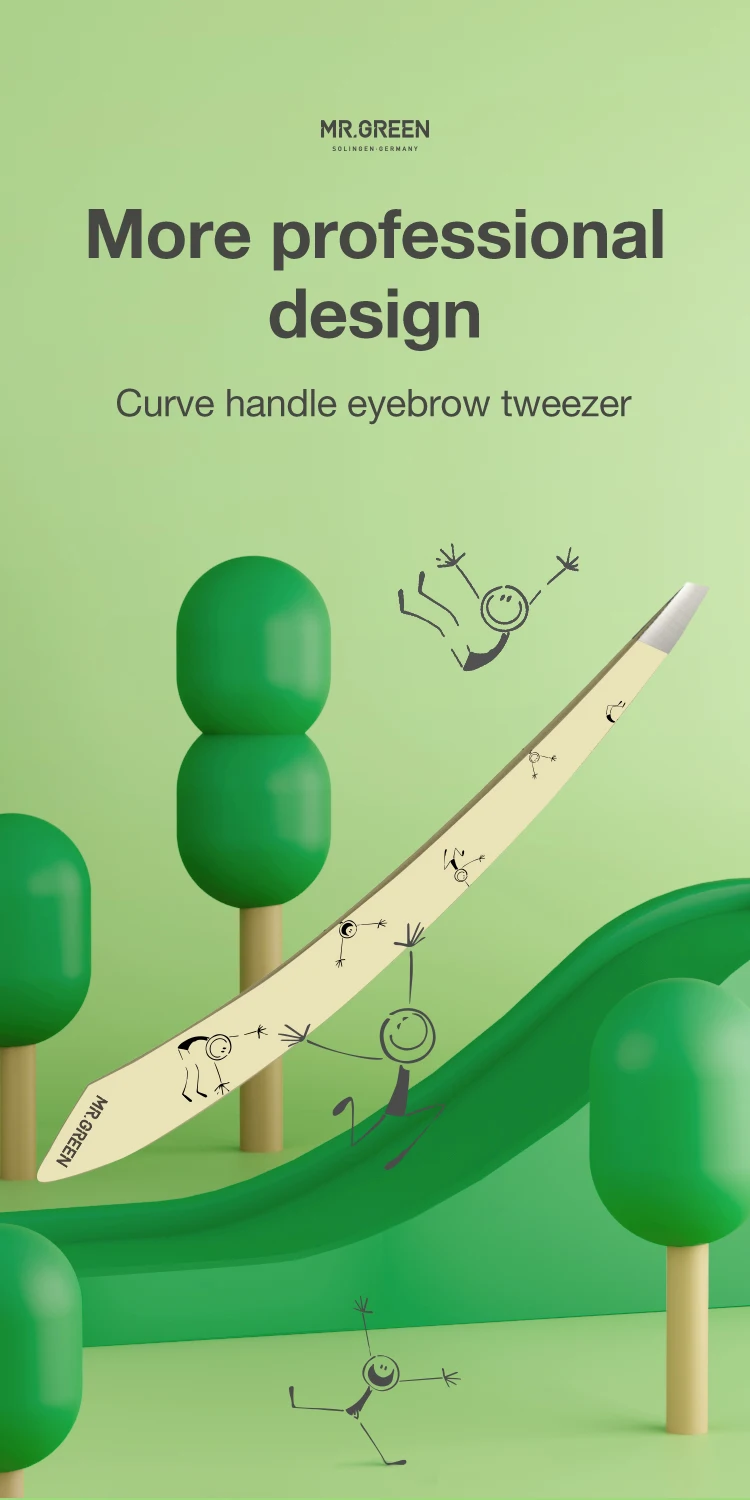 MR.GREEN Curve Handle Eyebrows Tweezers Professional Fine Hairs Puller Makeup Tools Stainless Steel Beauty Clips Removal