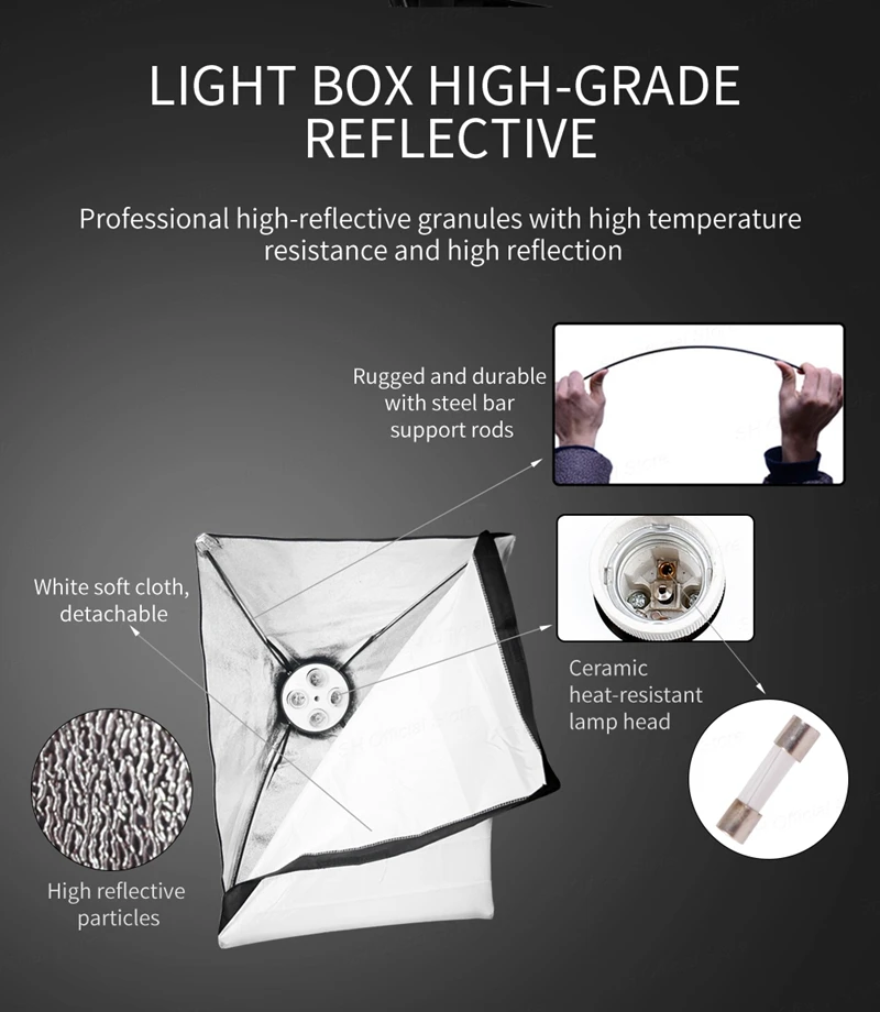 SH 50x70CM Four Lamp Softbox Kit Photographic Lighting With 8pcs Bulb Soft Box Photographic Lightings Camera Photo Accessories