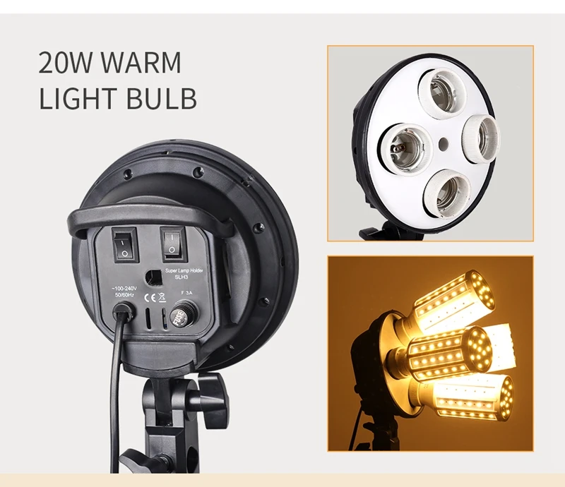 SH 50x70CM Four Lamp Softbox Kit Photographic Lighting With 8pcs Bulb Soft Box Photographic Lightings Camera Photo Accessories