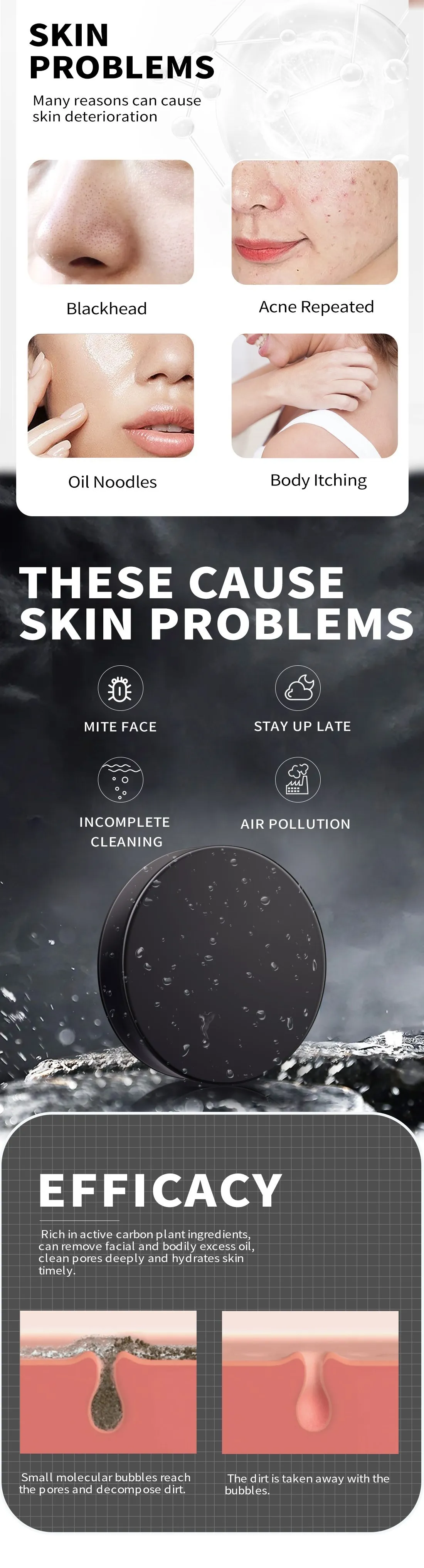 Bamboo Charcoal Handmade Soap Cleans Skin And Removes Bacteria 99.9% Travel Mini Be Carried For Adults And Children