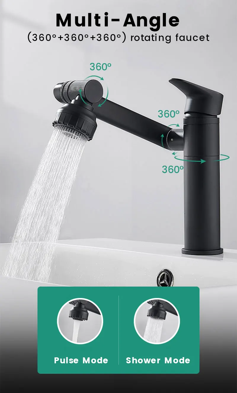 1080 Degree Basin Faucet Kitchen Sink Faucet Bathroom Faucet Mixer Aerator 2 In 1 Black Tap Heated Faucet Gourmet Mixer Tapware
