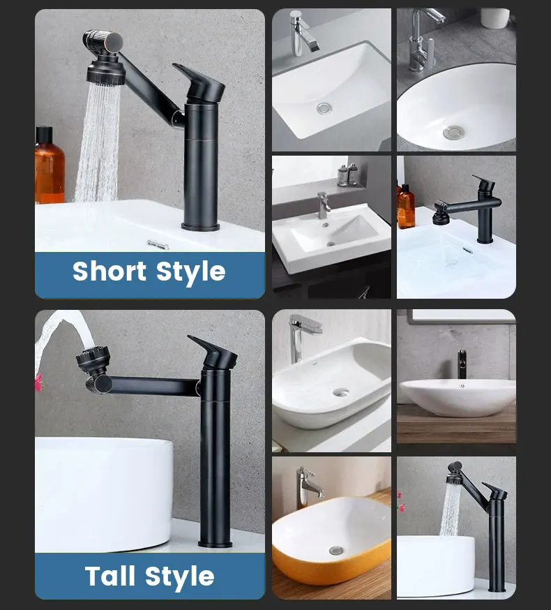 1080 Degree Basin Faucet Kitchen Sink Faucet Bathroom Faucet Mixer Aerator 2 In 1 Black Tap Heated Faucet Gourmet Mixer Tapware