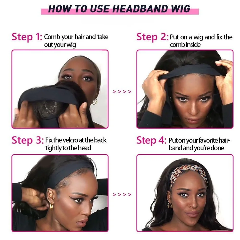 180% Afro Kinky Curly Headband Human Hair Wig For Black Women No Glue No Gel Ready To Wear Natural Brazilian Wigs With Headbands