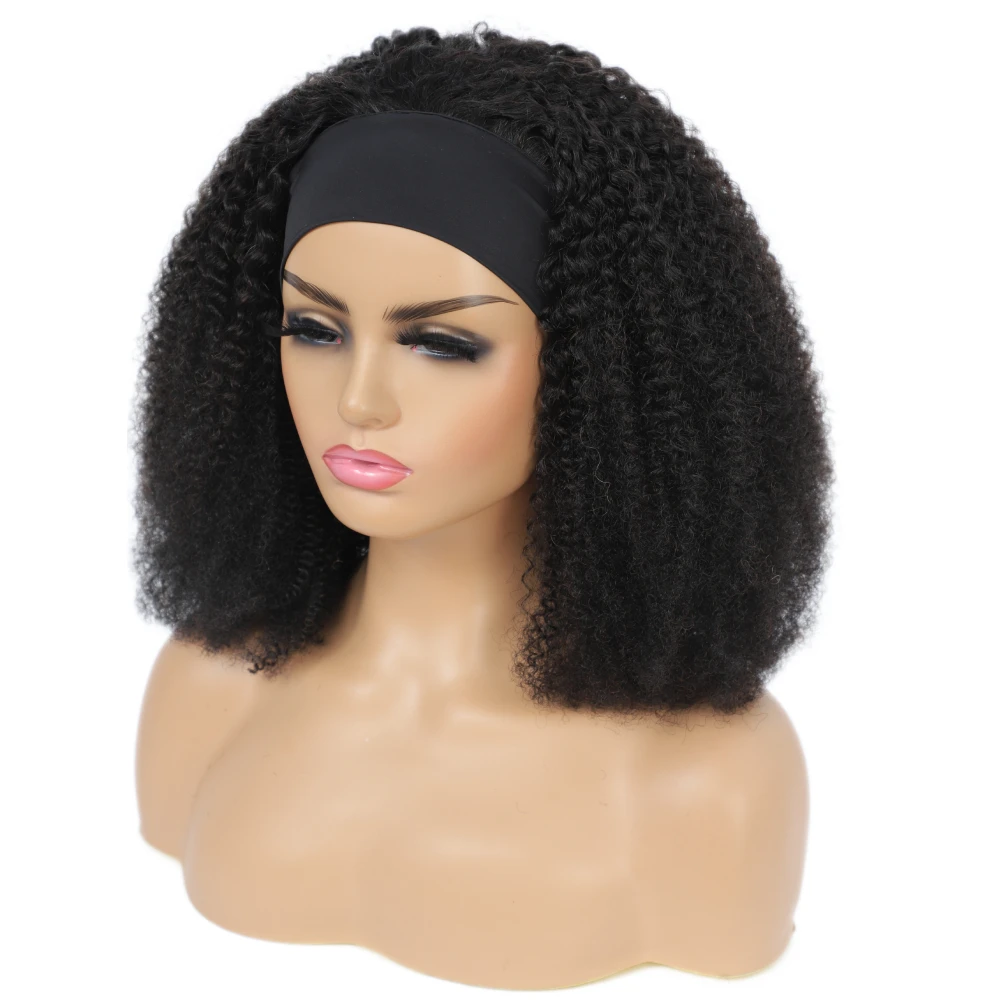 180% Afro Kinky Curly Headband Human Hair Wig For Black Women No Glue No Gel Ready To Wear Natural Brazilian Wigs With Headbands