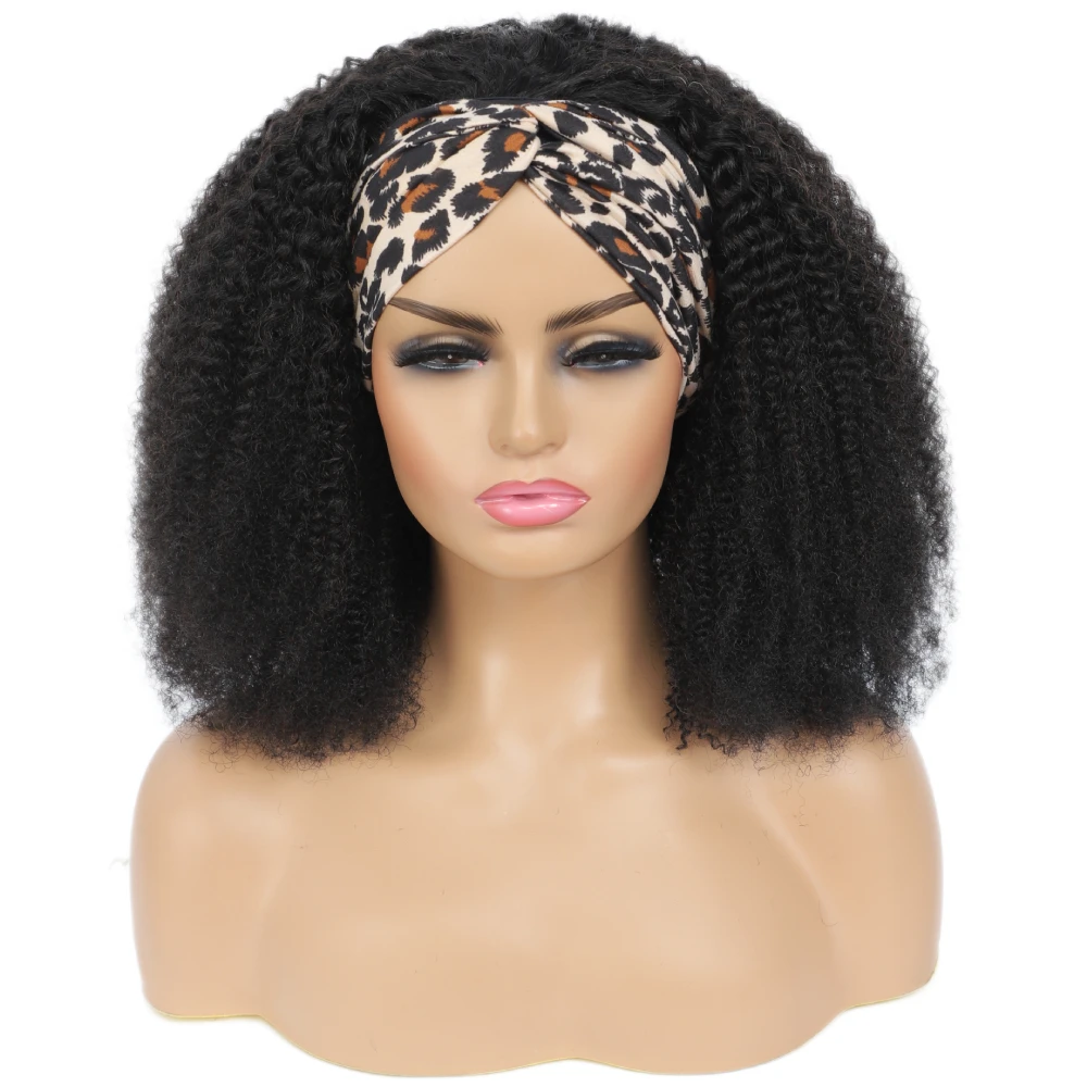 180% Afro Kinky Curly Headband Human Hair Wig For Black Women No Glue No Gel Ready To Wear Natural Brazilian Wigs With Headbands