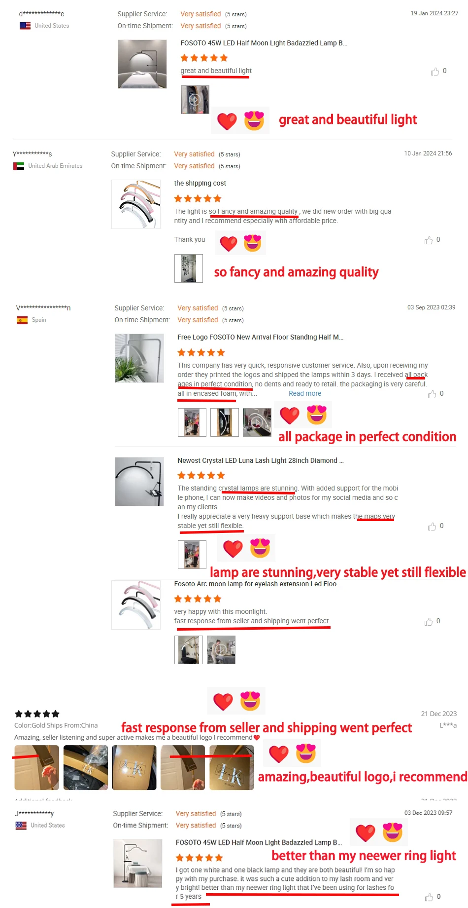 Fosoto FT-Y8II 28 Inch Led Lash Light Half-Moon Shaped Light Led Video Light With Floor Tripod For Tattoo Beauty Salon Eyelash