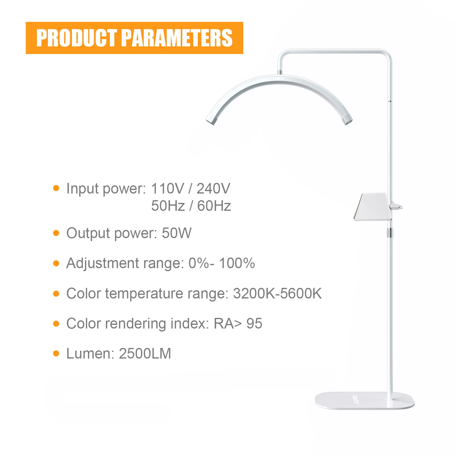 Fosoto FT-Y8II 28 Inch Led Lash Light Half-Moon Shaped Light Led Video Light With Floor Tripod For Tattoo Beauty Salon Eyelash