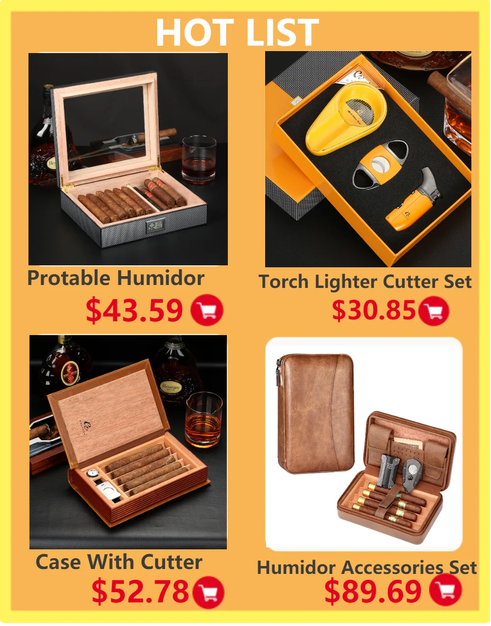 Charuto Cedar Wood Travel Humidor Puro Box Cigar Case W/ Hygrometer Humidifier Cigar Humidor Box For Cigars