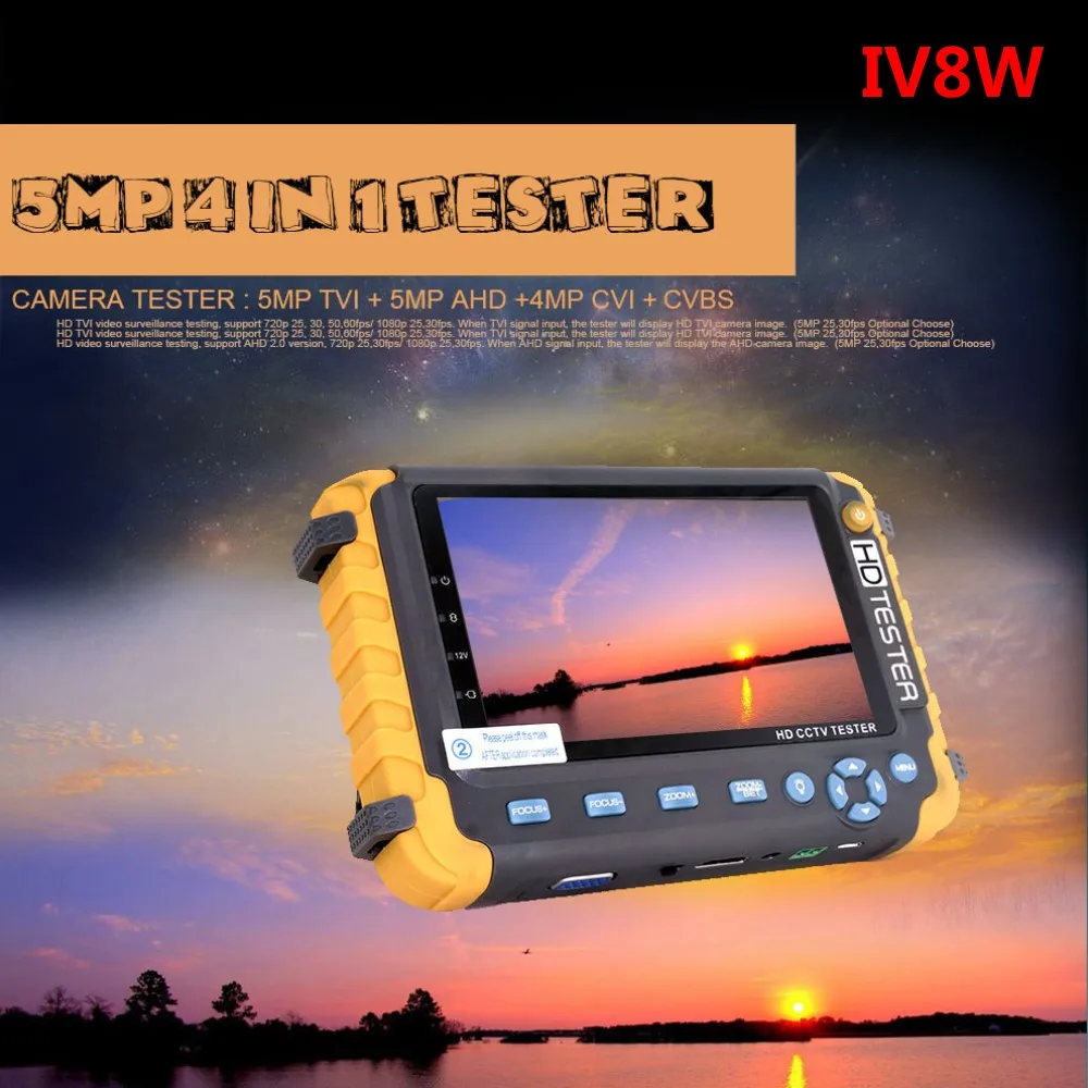 Upgraded IV8W IV8C 5 Inch CCTV Tester Monitor 8MP TVI AHD CVI CVBS Security Camera Tester Support PTZ Audio VGA HDMI Input