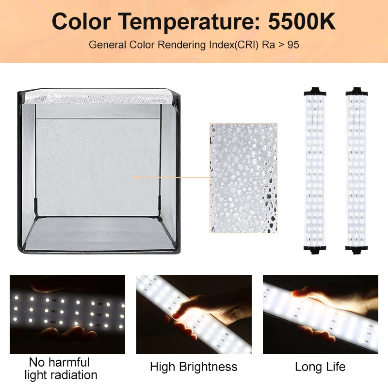 32inch/24inch Studio Photography Light Box High Quality Leds Cri95+ Lights Box Shooting Tent With Adjustable Bright For Photos