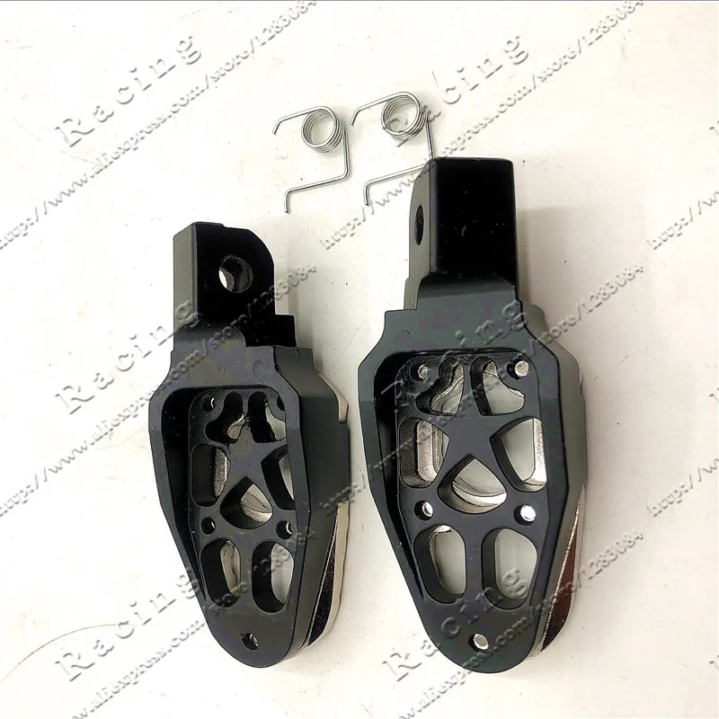 1 Pair Universal 8mm Metal Motorcycle Foot Pegs Pedals Footrests With Spring for Dirt Pit Bike