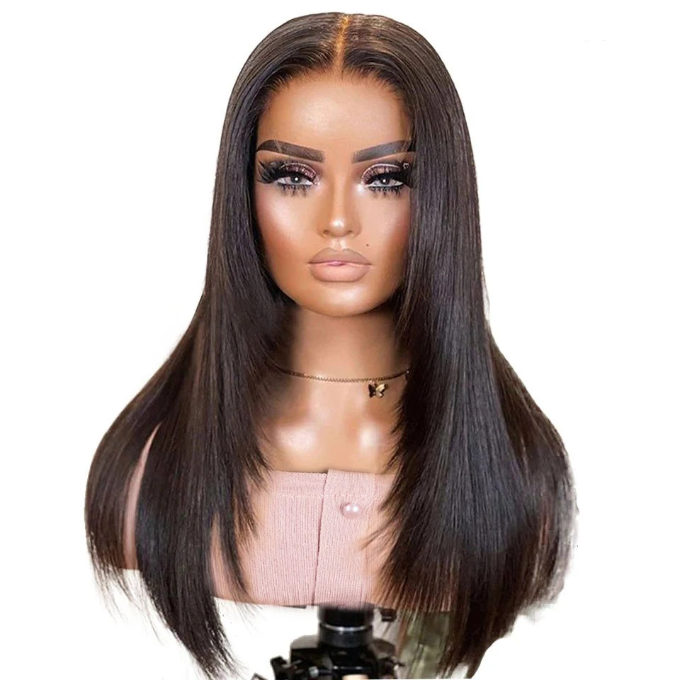 180D 16"-30" Straight Human Hair Wigs Transparent Lace Front Wigs Pre Plucked Brazilian Straight Lace Front Wigs For Women
