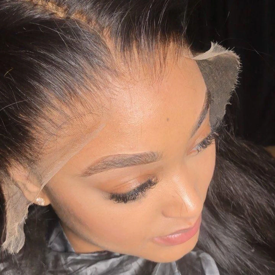 180D 16"-30" Straight Human Hair Wigs Transparent Lace Front Wigs Pre Plucked Brazilian Straight Lace Front Wigs For Women