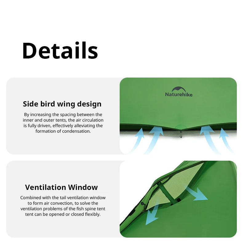 Naturehike Cloud Up 2 People Tent Ultralight 20D Camping Tent Waterproof Outdoor Hiking Travel Backpacking Cycling Fishing Tents
