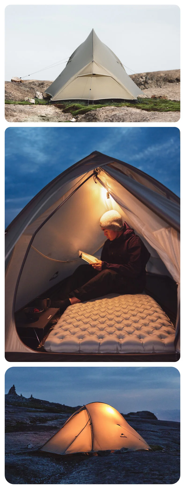Naturehike Cloud Up 2 People Tent Ultralight 20D Camping Tent Waterproof Outdoor Hiking Travel Backpacking Cycling Fishing Tents