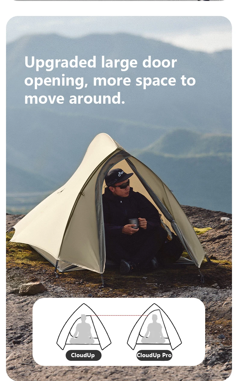 Naturehike Cloud Up 2 People Tent Ultralight 20D Camping Tent Waterproof Outdoor Hiking Travel Backpacking Cycling Fishing Tents