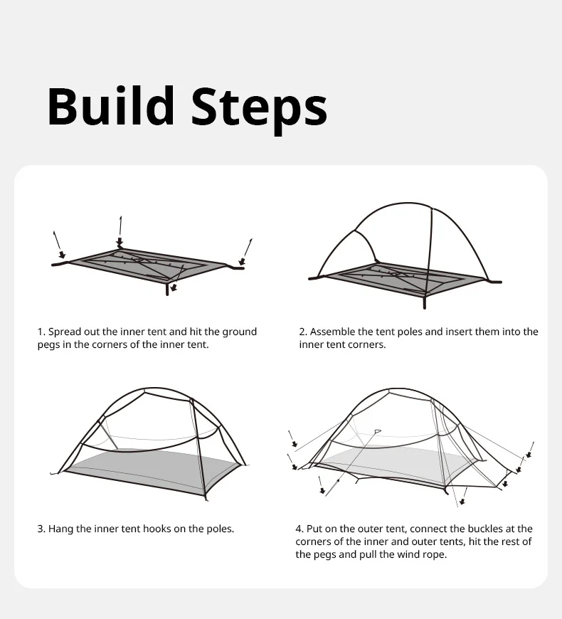 Naturehike Cloud Up 2 People Tent Ultralight 20D Camping Tent Waterproof Outdoor Hiking Travel Backpacking Cycling Fishing Tents