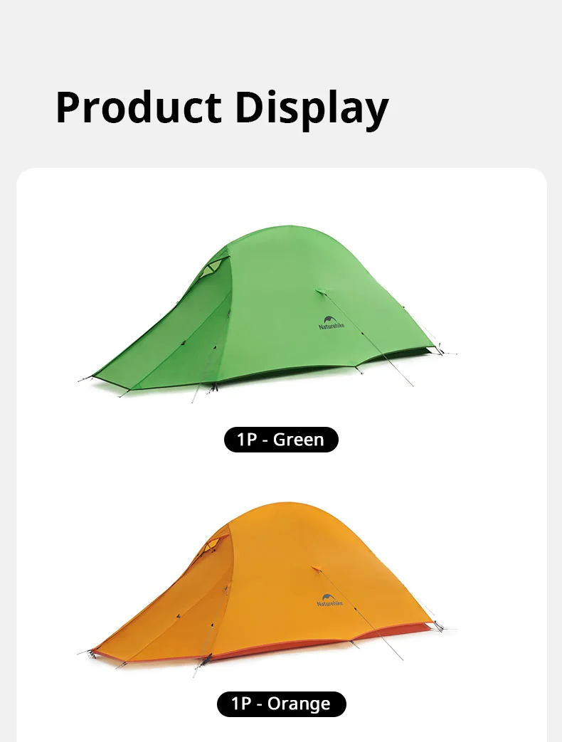 Naturehike Cloud Up 2 People Tent Ultralight 20D Camping Tent Waterproof Outdoor Hiking Travel Backpacking Cycling Fishing Tents
