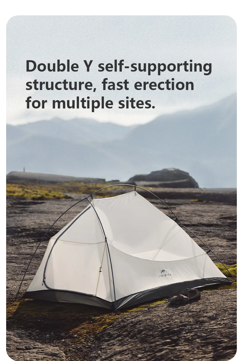Naturehike Cloud Up 2 People Tent Ultralight 20D Camping Tent Waterproof Outdoor Hiking Travel Backpacking Cycling Fishing Tents