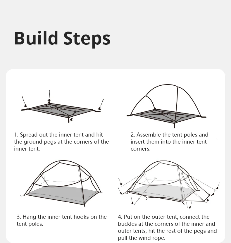 Naturehike Cloud Up 2 People Tent Ultralight 20D Camping Tent Waterproof Outdoor Hiking Travel Backpacking Cycling Fishing Tents