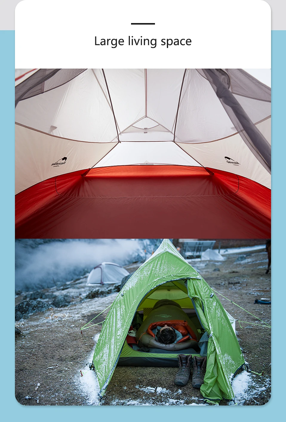 Naturehike Cloud Up 2 People Tent Ultralight 20D Camping Tent Waterproof Outdoor Hiking Travel Backpacking Cycling Fishing Tents